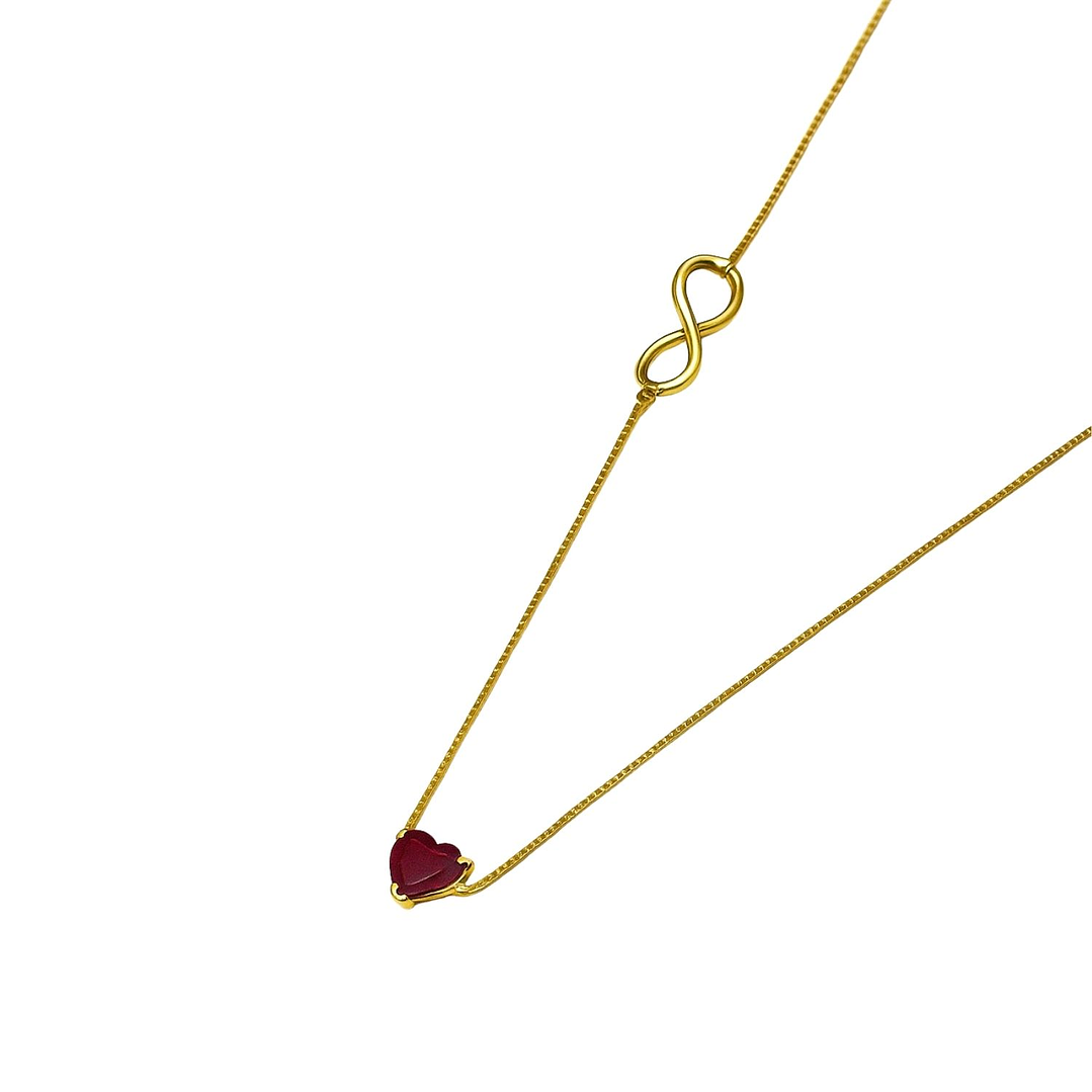 Collar Oro Amarillo Rubí Corazón 2