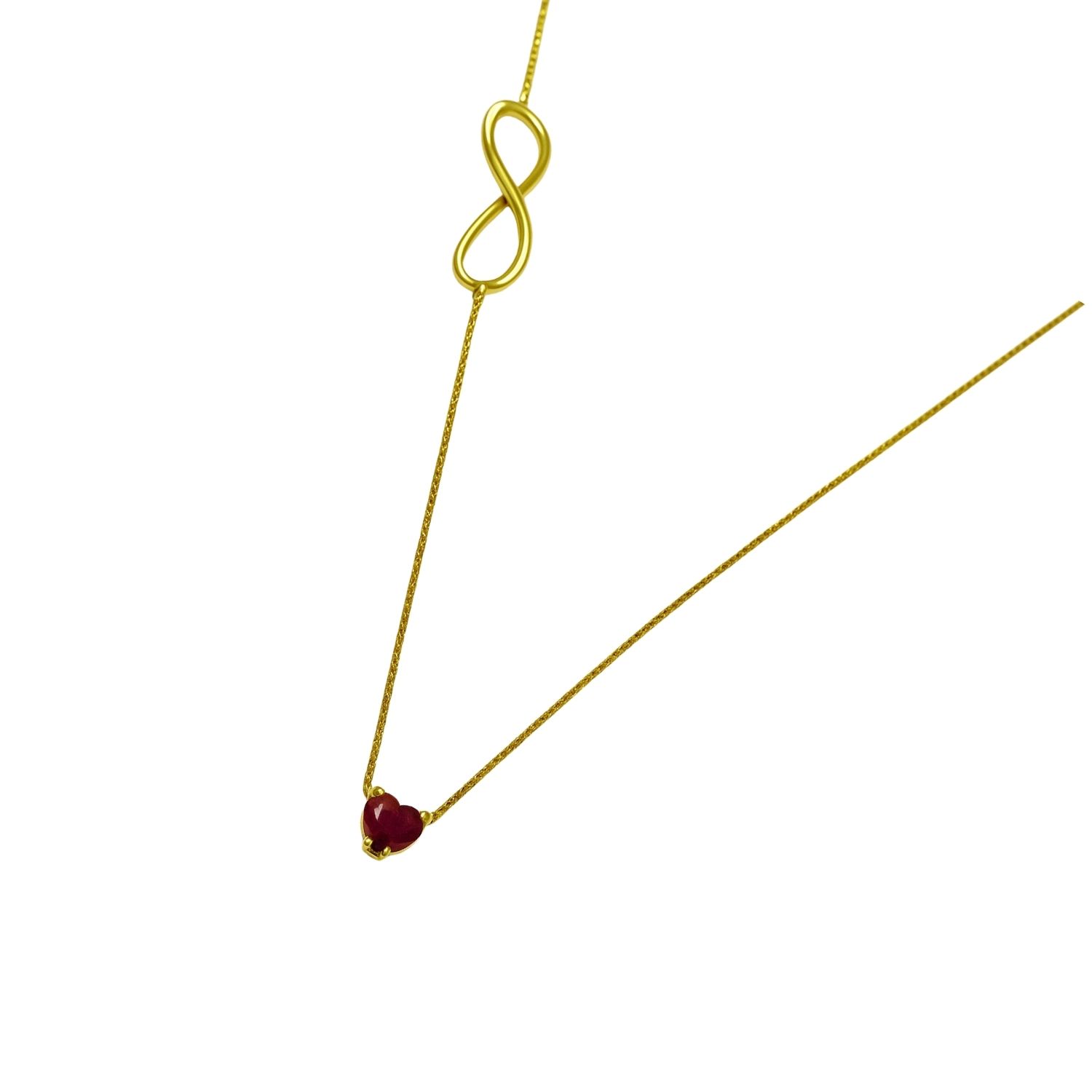Collar Oro Amarillo Rubí Corazón 5
