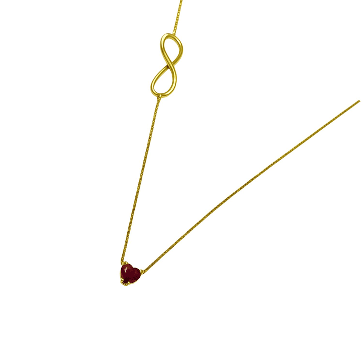 Collar Oro Amarillo Rubí Corazón 3