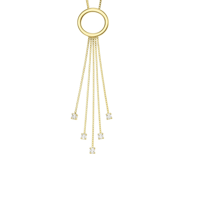 Collar Oro Amarillo 18kt Cascada Circonita 2