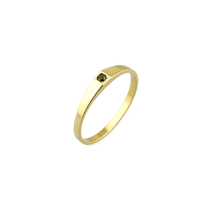 Anillo Oro 18kt Platino Minimalista Plano Circonita