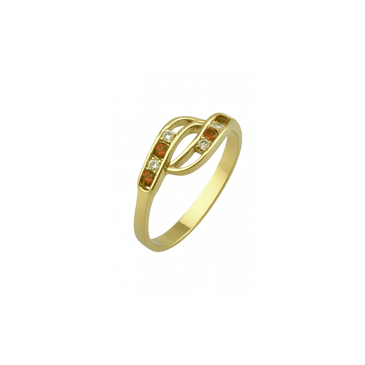 Anillo Oro 18kt Ondas Bicolor Circonita 1