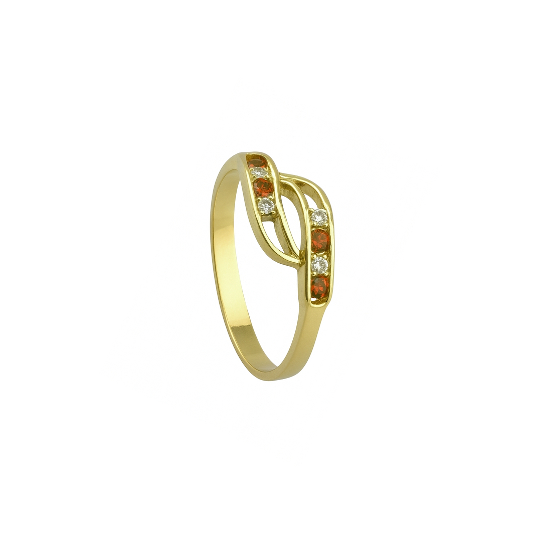 Anillo Oro 18kt Ondas Bicolor Circonita 2