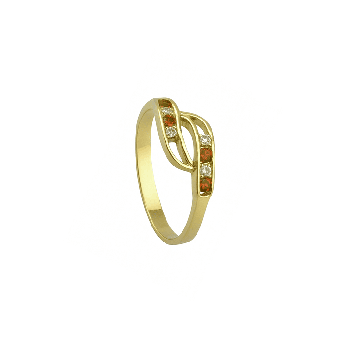 Anillo Oro 18kt Ondas Bicolor Circonita 2