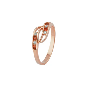 Anillo Oro 18kt Ondas Bicolor Circonita