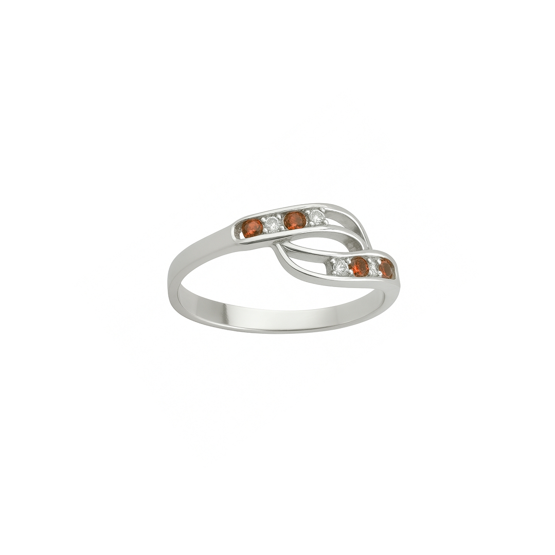 Anillo Oro 18kt Ondas Bicolor Circonita 8