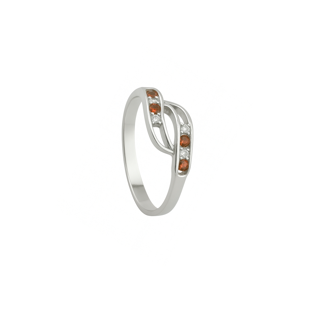 Anillo Oro 18kt Ondas Bicolor Circonita 9
