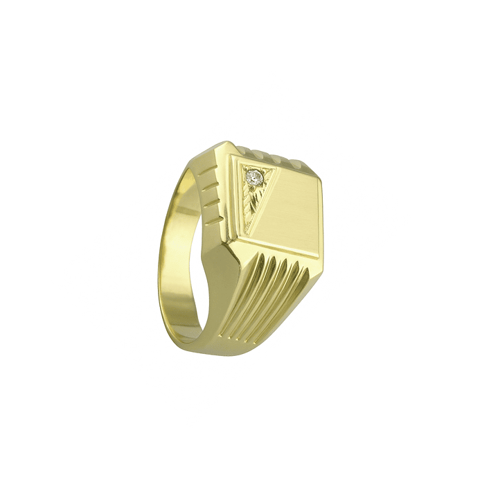 Anillo Oro 18kt Sello Cuadrado Tallado 3