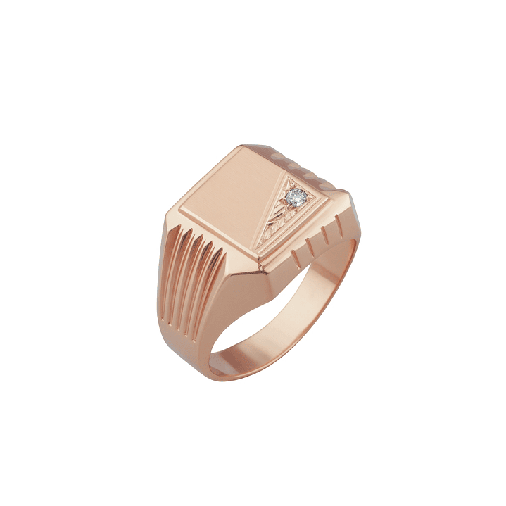 Anillo Oro 18kt Sello Cuadrado Tallado 4