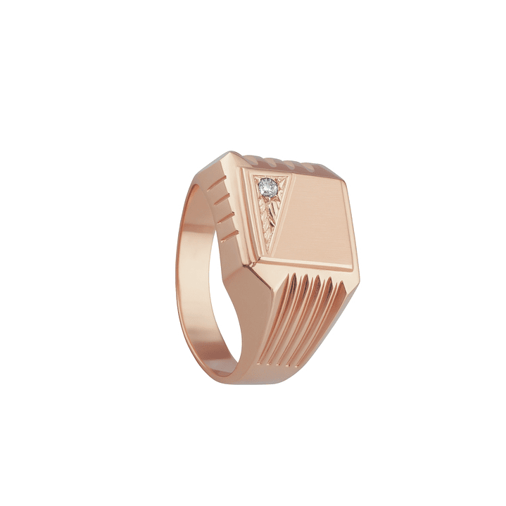 Anillo Oro 18kt Sello Cuadrado Tallado 6