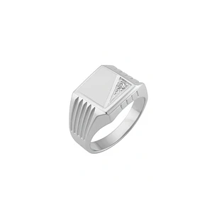 Anillo Oro 18kt Sello Cuadrado Tallado