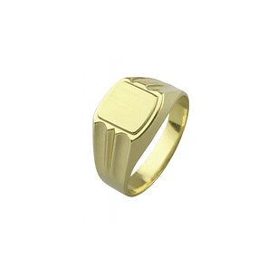Anillo Oro 18kt Sello Cuadrado Ranurado