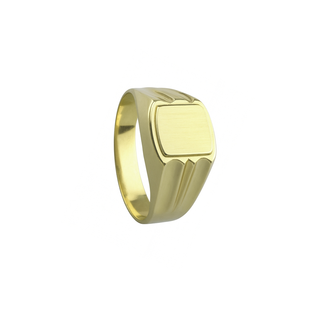 Anillo Oro 18kt Sello Cuadrado Ranurado 2