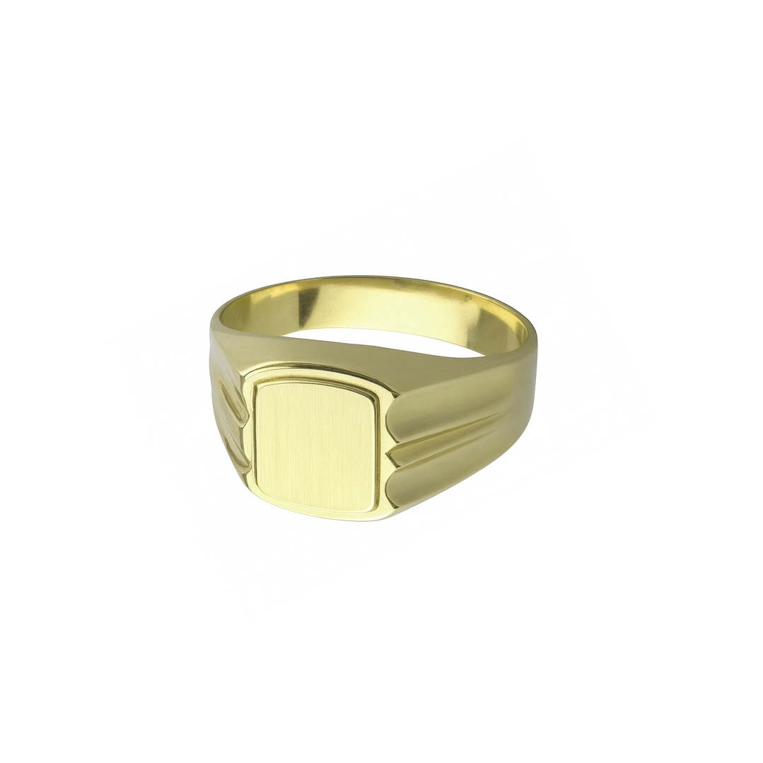 Anillo Oro 18kt Sello Cuadrado Ranurado 3