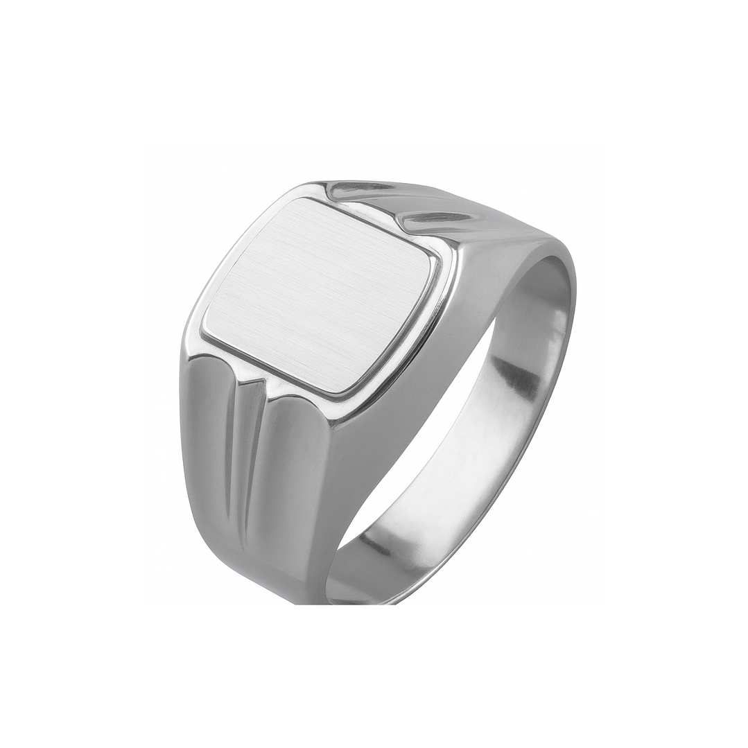 Anillo Oro 18kt Sello Cuadrado Ranurado 4