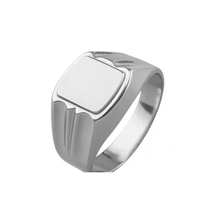 Anillo Oro 18kt Sello Cuadrado Ranurado