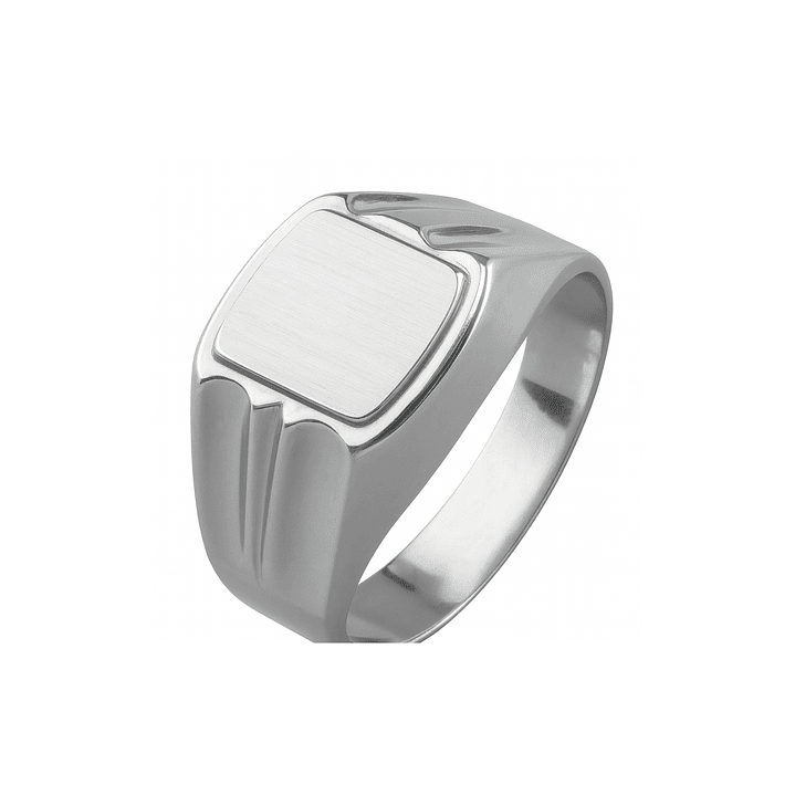 Anillo Oro 18kt Sello Cuadrado Ranurado 4