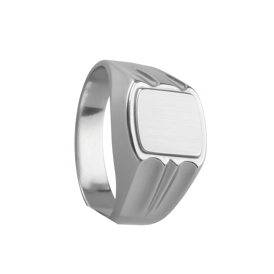 Anillo Oro 18kt Sello Cuadrado Ranurado 5