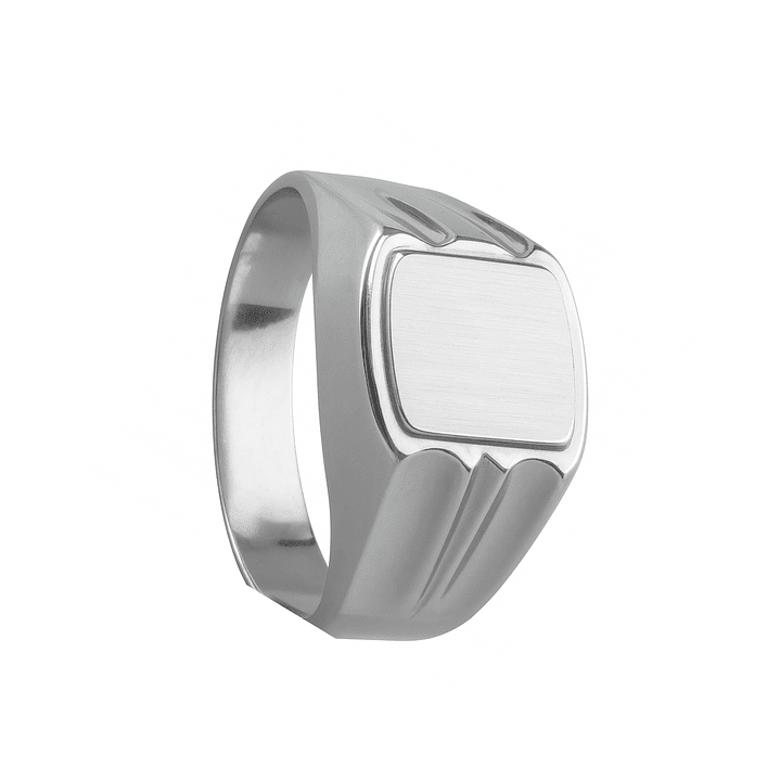 Anillo Oro 18kt Sello Cuadrado Ranurado 5