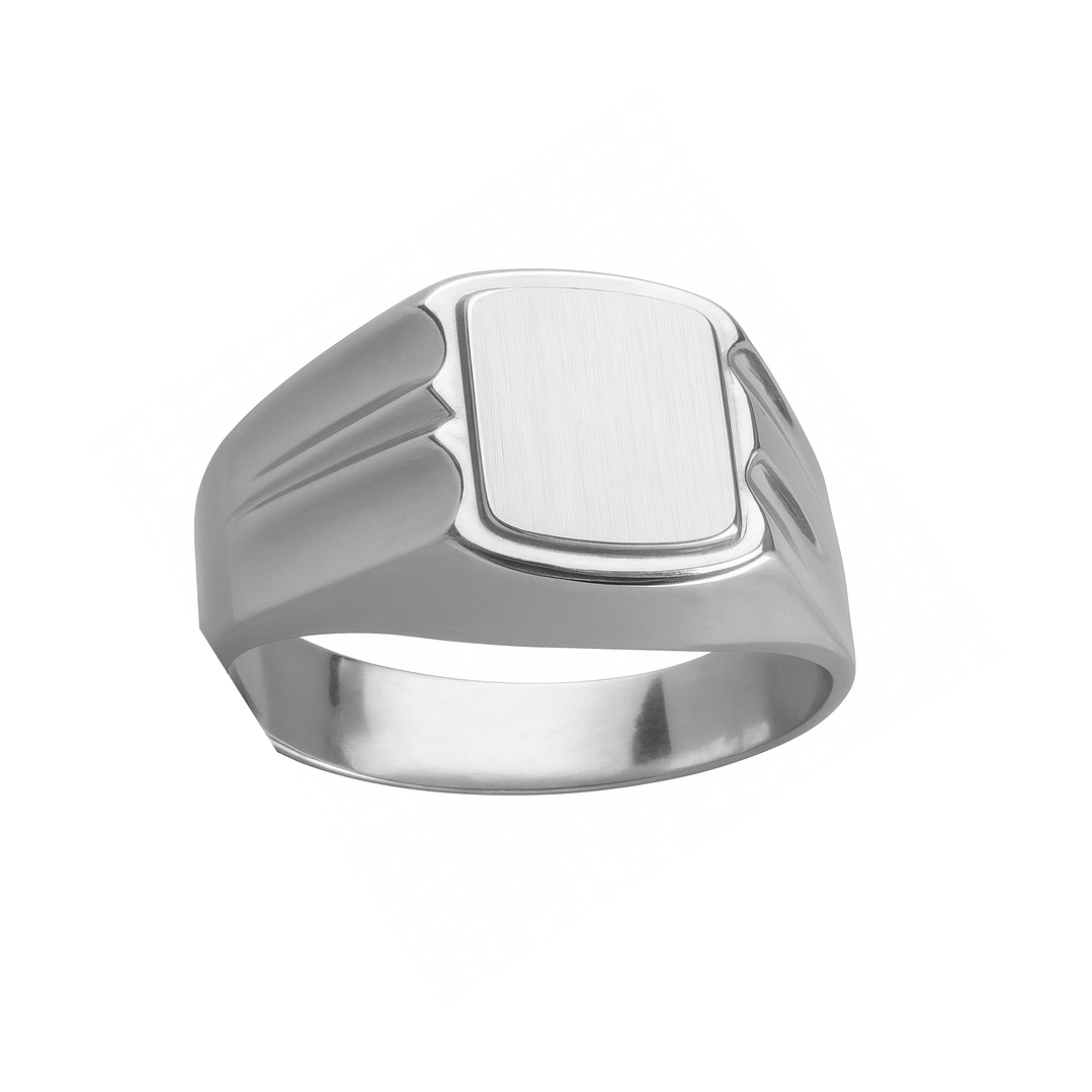 Anillo Oro 18kt Sello Cuadrado Ranurado 6