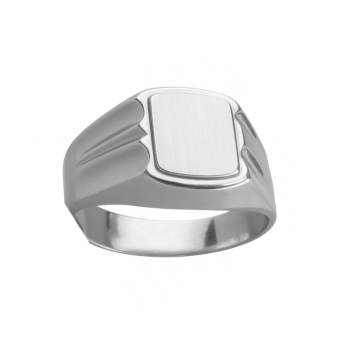 Anillo Oro 18kt Sello Cuadrado Ranurado 6