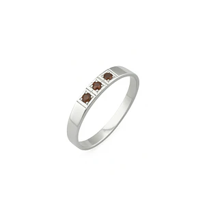 Anillo Oro 18kt Platino Tresillo Geométrico Circonita