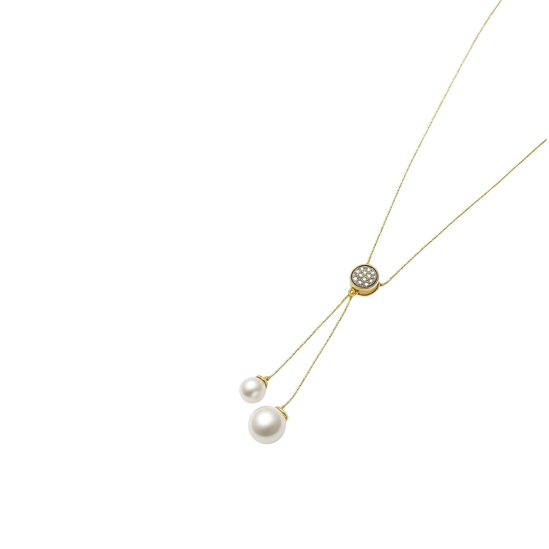 Collar Oro Amarillo 18kt Circonita- Perlas Colgantes 1