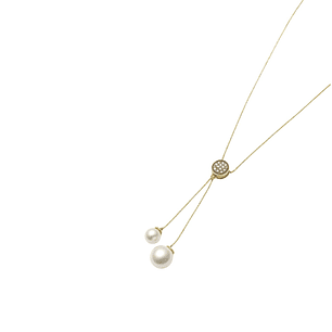 Collar Oro Amarillo 18kt Circonita- Perlas Colgantes