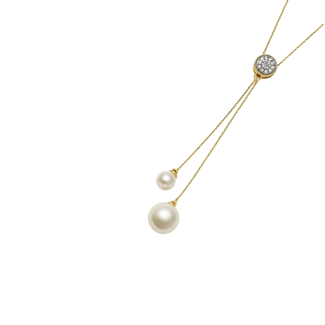 Collar Oro Amarillo 18kt Circonita- Perlas Colgantes 2