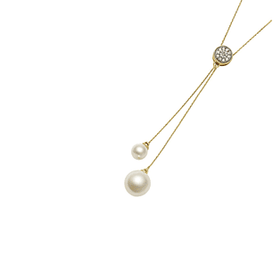 Collar Oro Amarillo 18kt Circonita- Perlas Colgantes