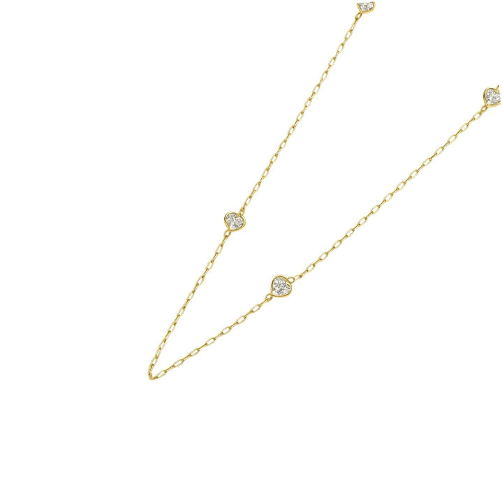 Collar Oro Amarillo 18kt Corazones Circonita 3