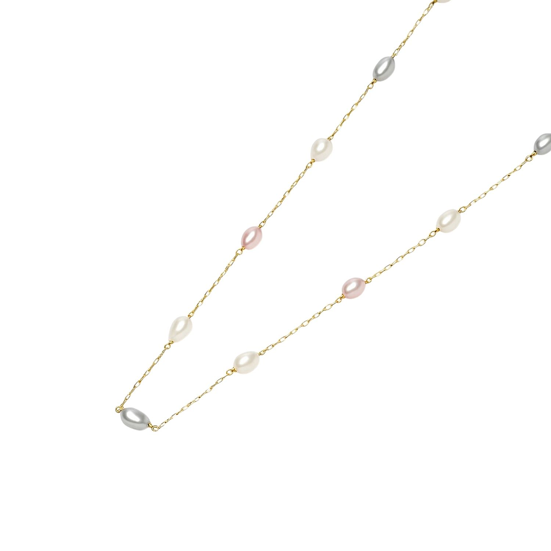 Collar Oro Amarillo 18kt Perlas Agua Dulce Tricolor 1