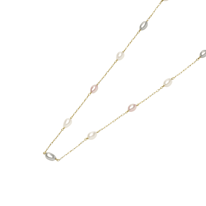 Collar Oro Amarillo 18kt Perlas Agua Dulce Tricolor 1