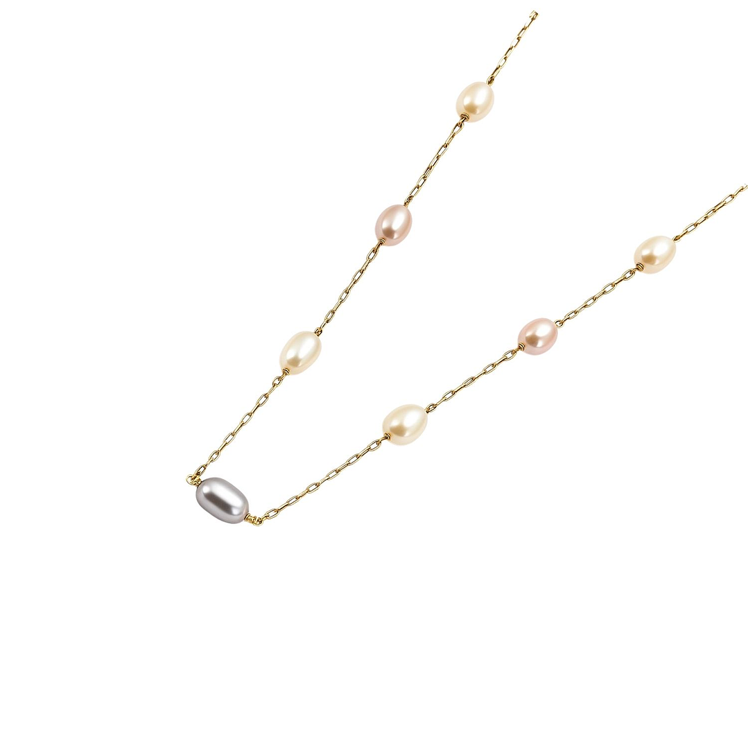 Collar Oro Amarillo 18kt Perlas Agua Dulce Tricolor 3