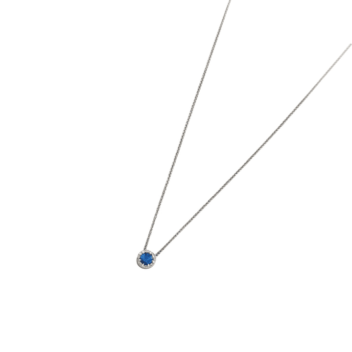 Collar Oro Blanco 18kt Zafiro 10Pts 2