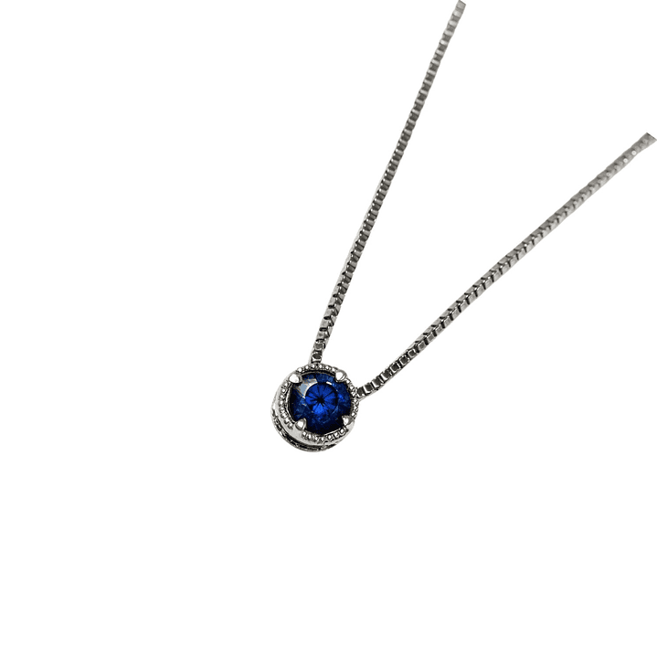 Collar Oro Blanco 18kt Zafiro 10Pts 4