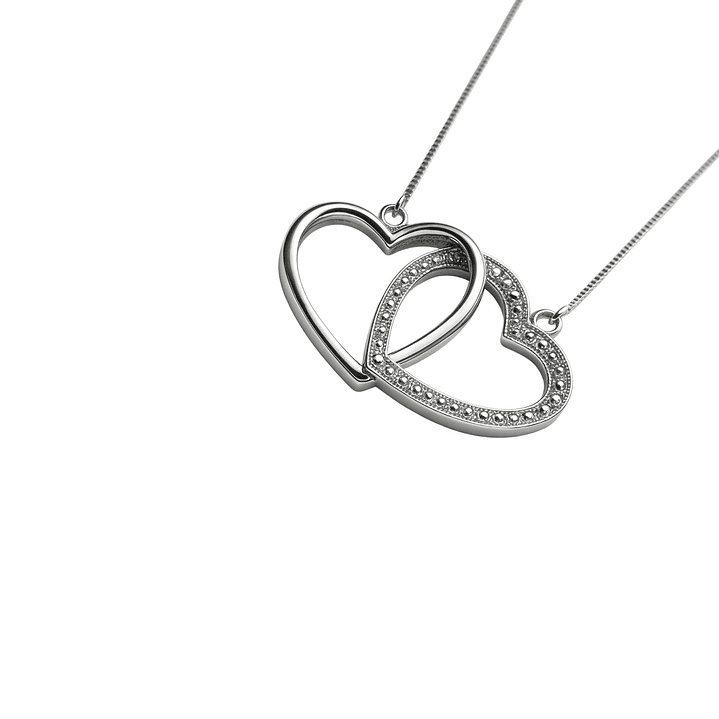 Collar Oro Blanco 18kt Corazones Entrelazados 4