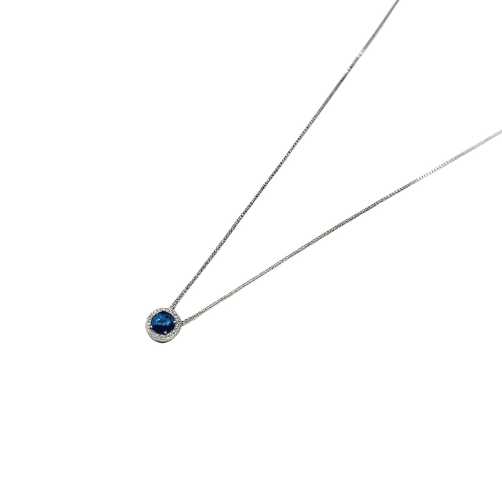 Collar Oro Blanco 18kt Zafiro 10Pts 6