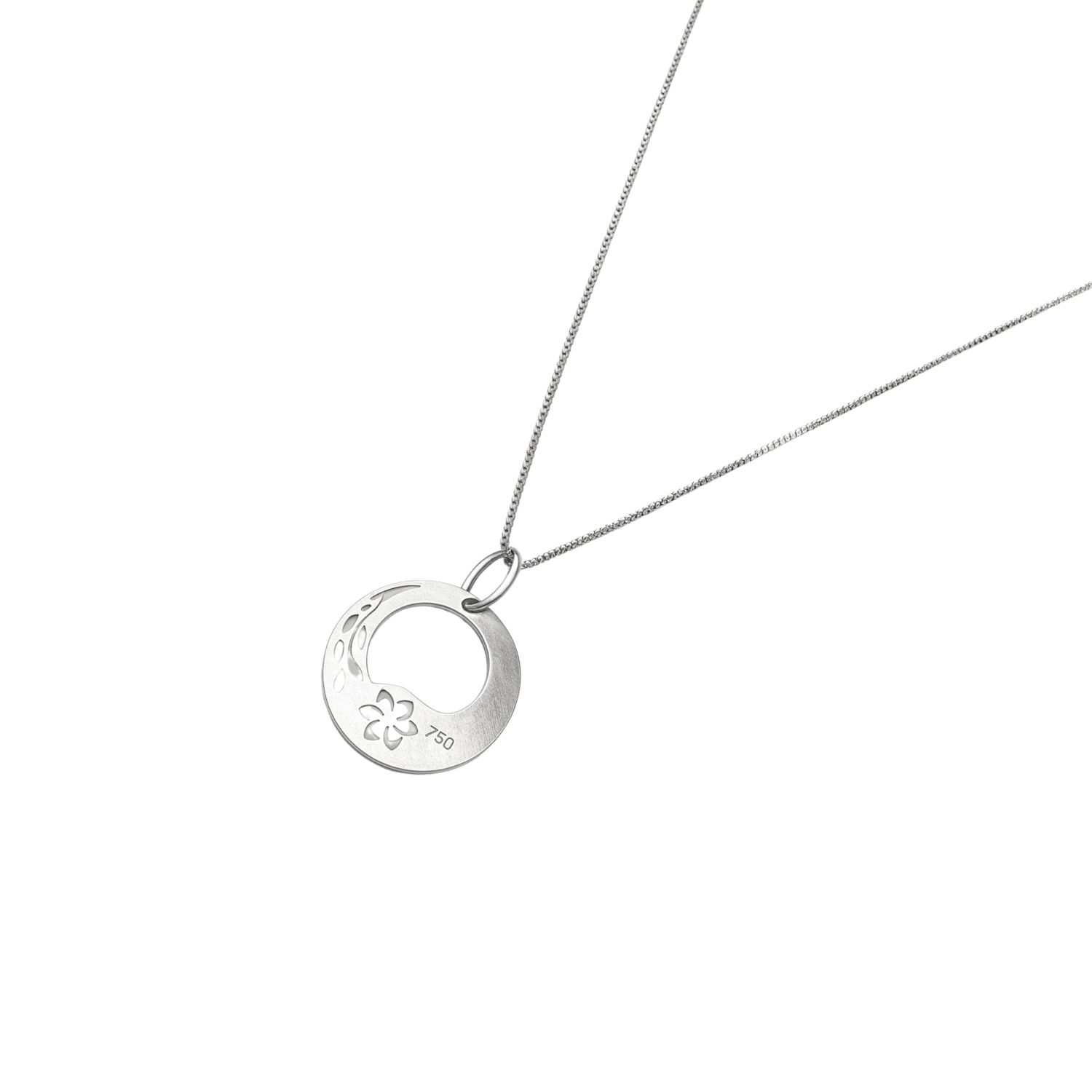 Collar Oro Blanco 18kt Flor de Luna 2