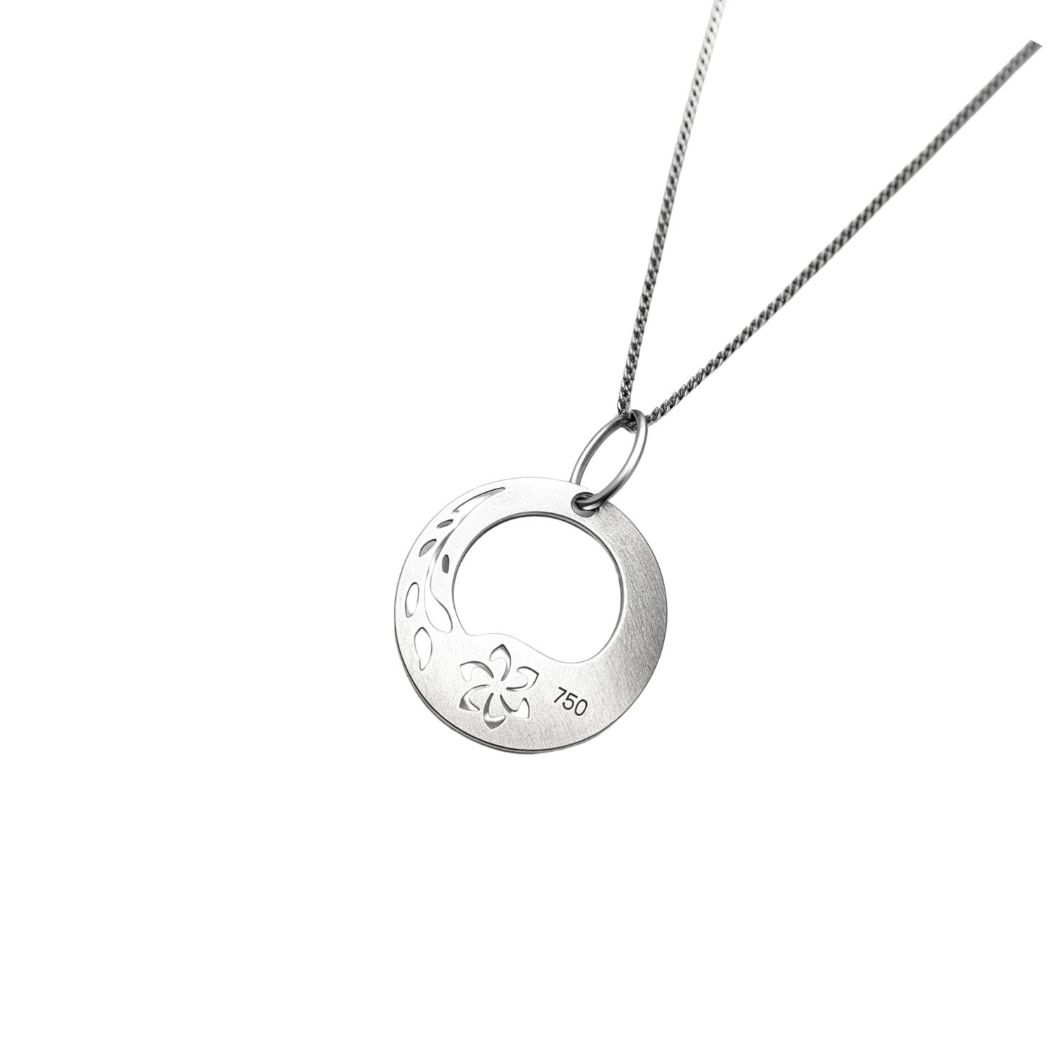 Collar Oro Blanco 18kt Flor de Luna 4