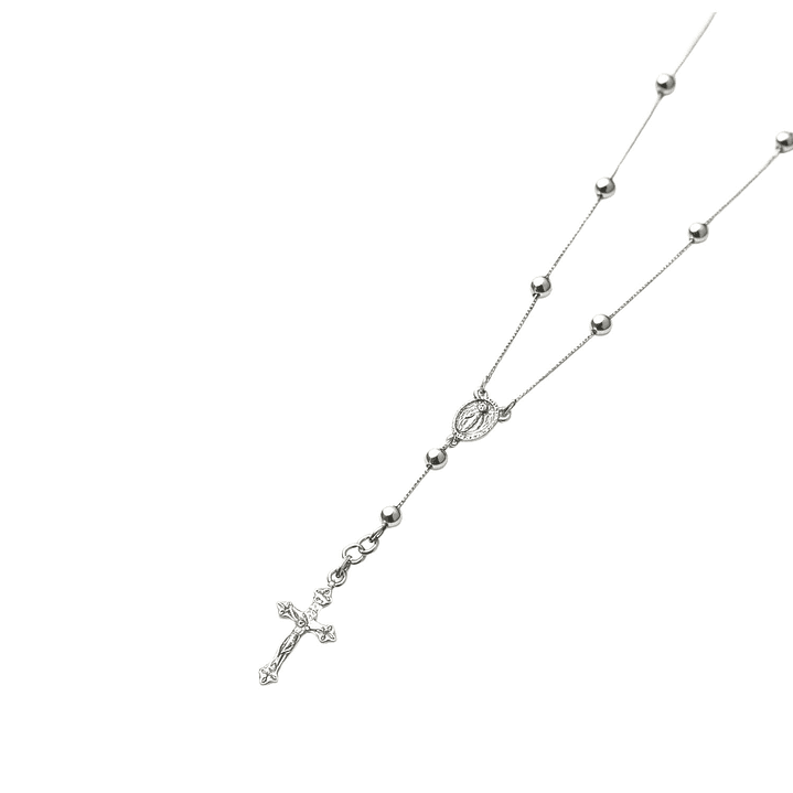 Collar Oro Blanco 18kt Rosario 4