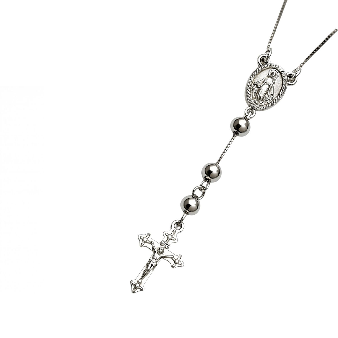 Collar Oro Blanco 18kt Rosario 6