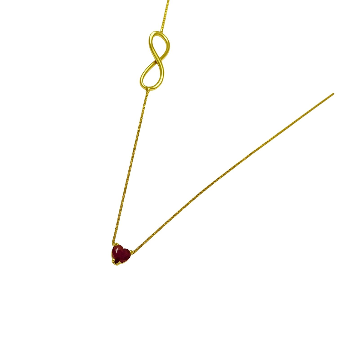 Collar Oro Amarillo Rubí Corazón 6