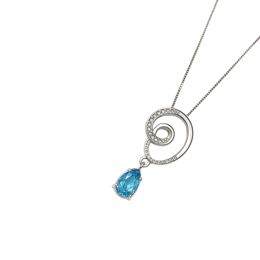 Collar Oro Blanco 18kt Espiral Azul 4
