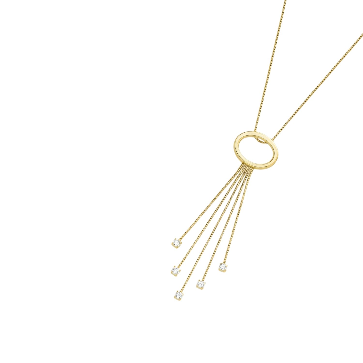Collar Oro Amarillo 18kt Cascada Circonita 2