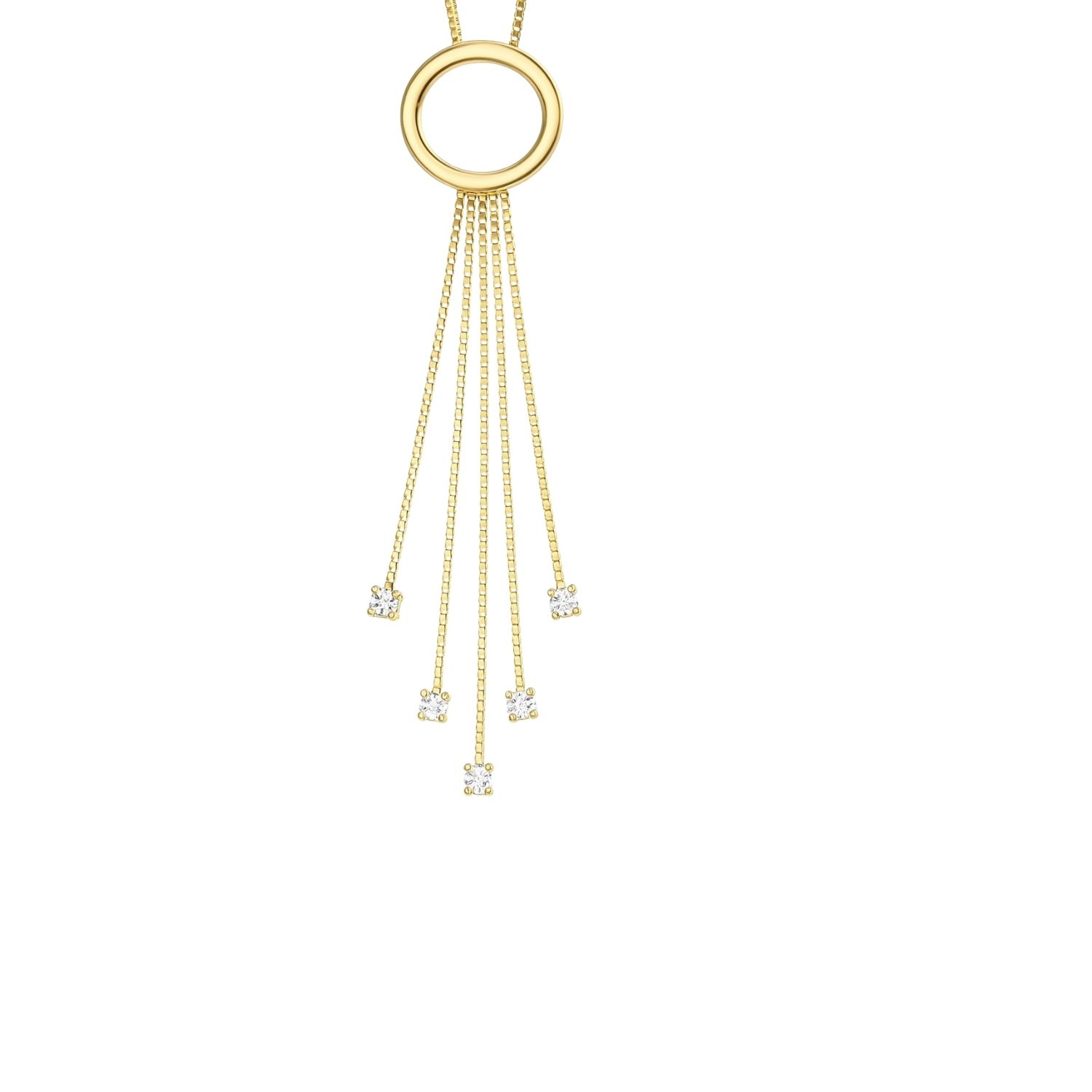Collar Oro Amarillo 18kt Cascada Circonita 3