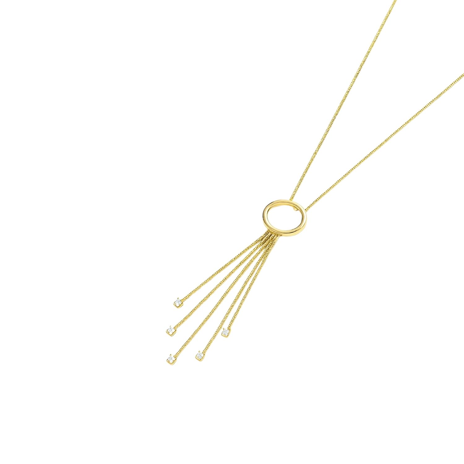 Collar Oro Amarillo 18kt Cascada Circonita 5