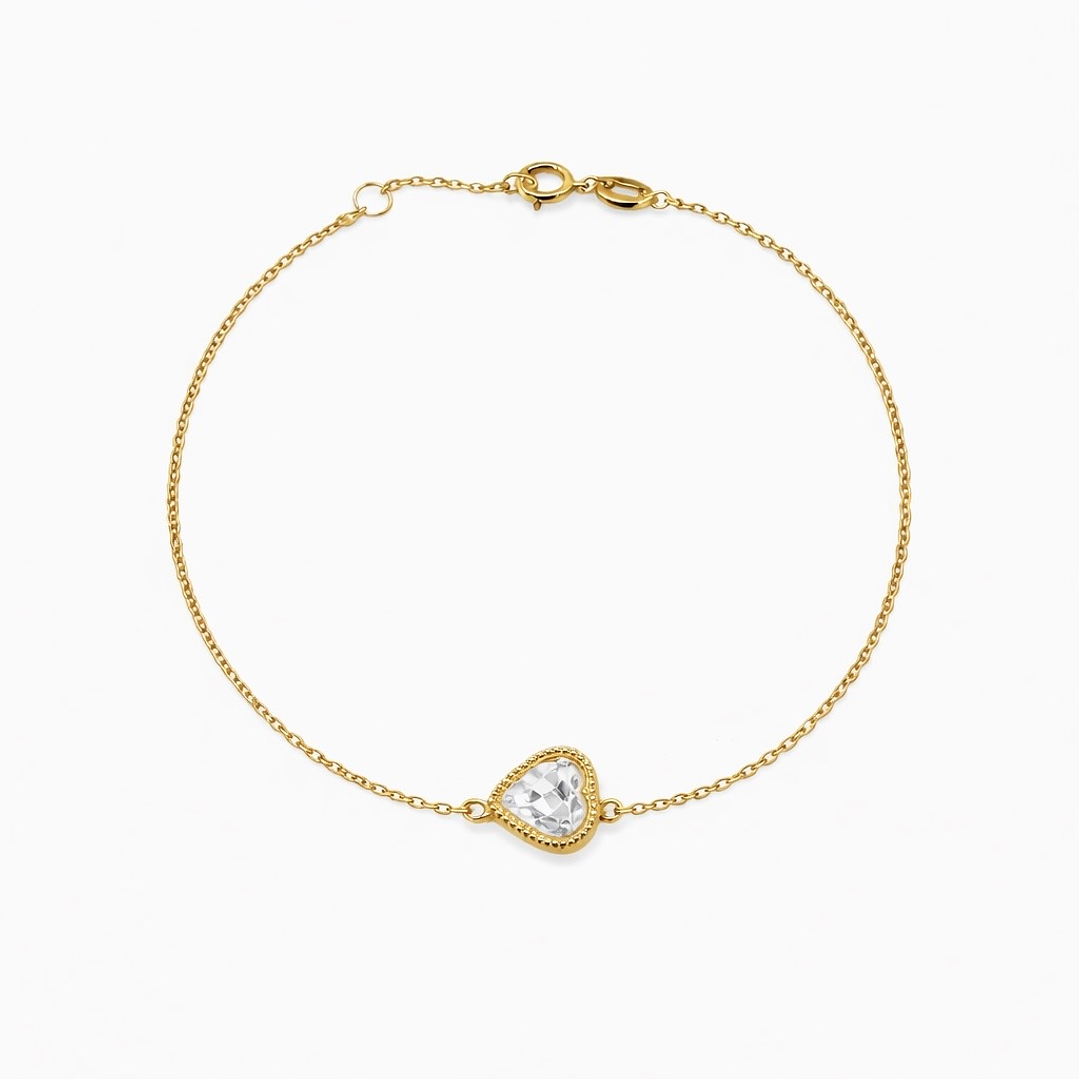 Pulsera Oro Amarillo 18kt Corazón Circonita 1
