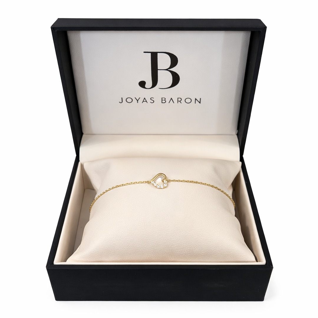 Pulsera Oro Amarillo 18kt Corazón 1/2 circonita 4