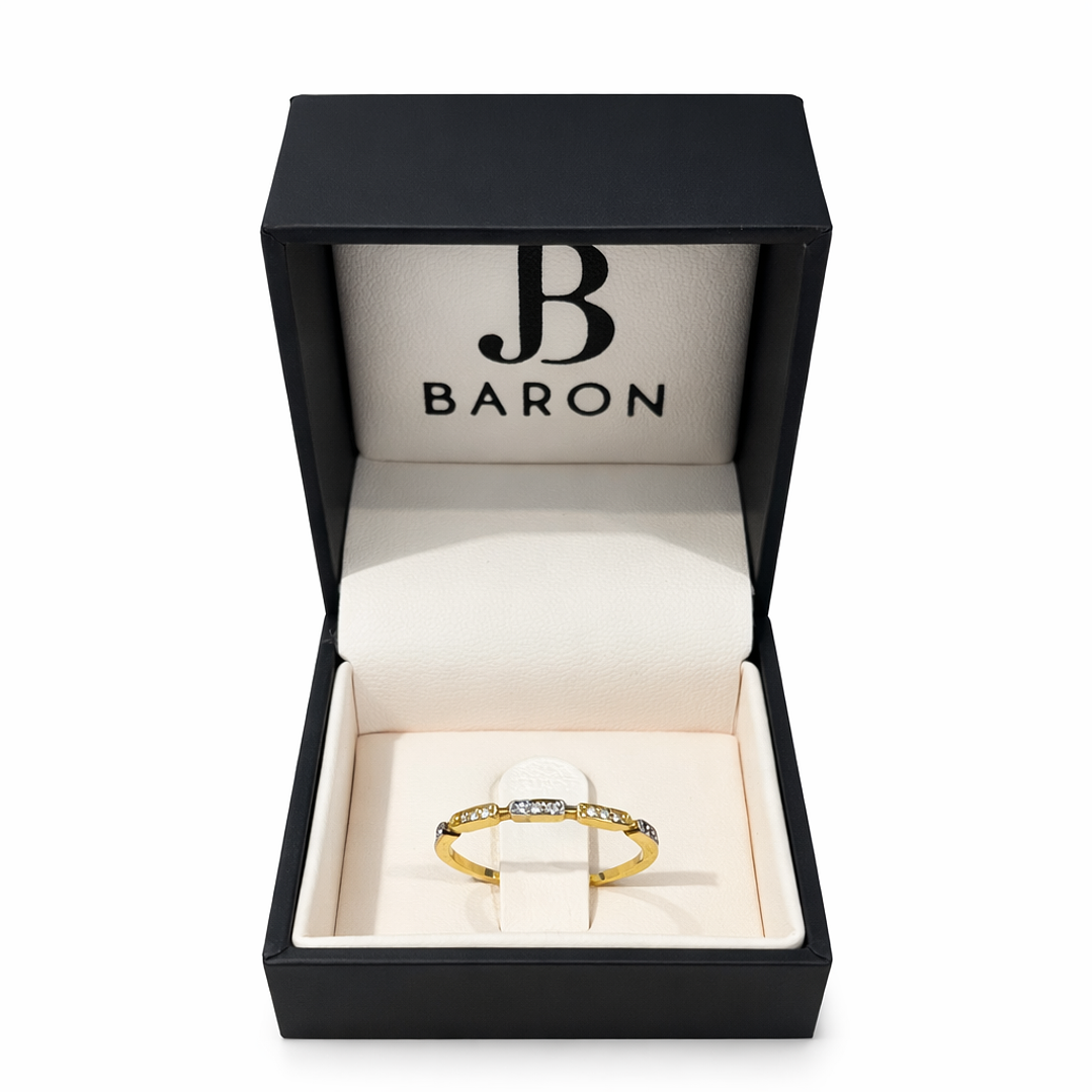 Anillo de Oro 18kt Circón Bicolor Espaciado 4